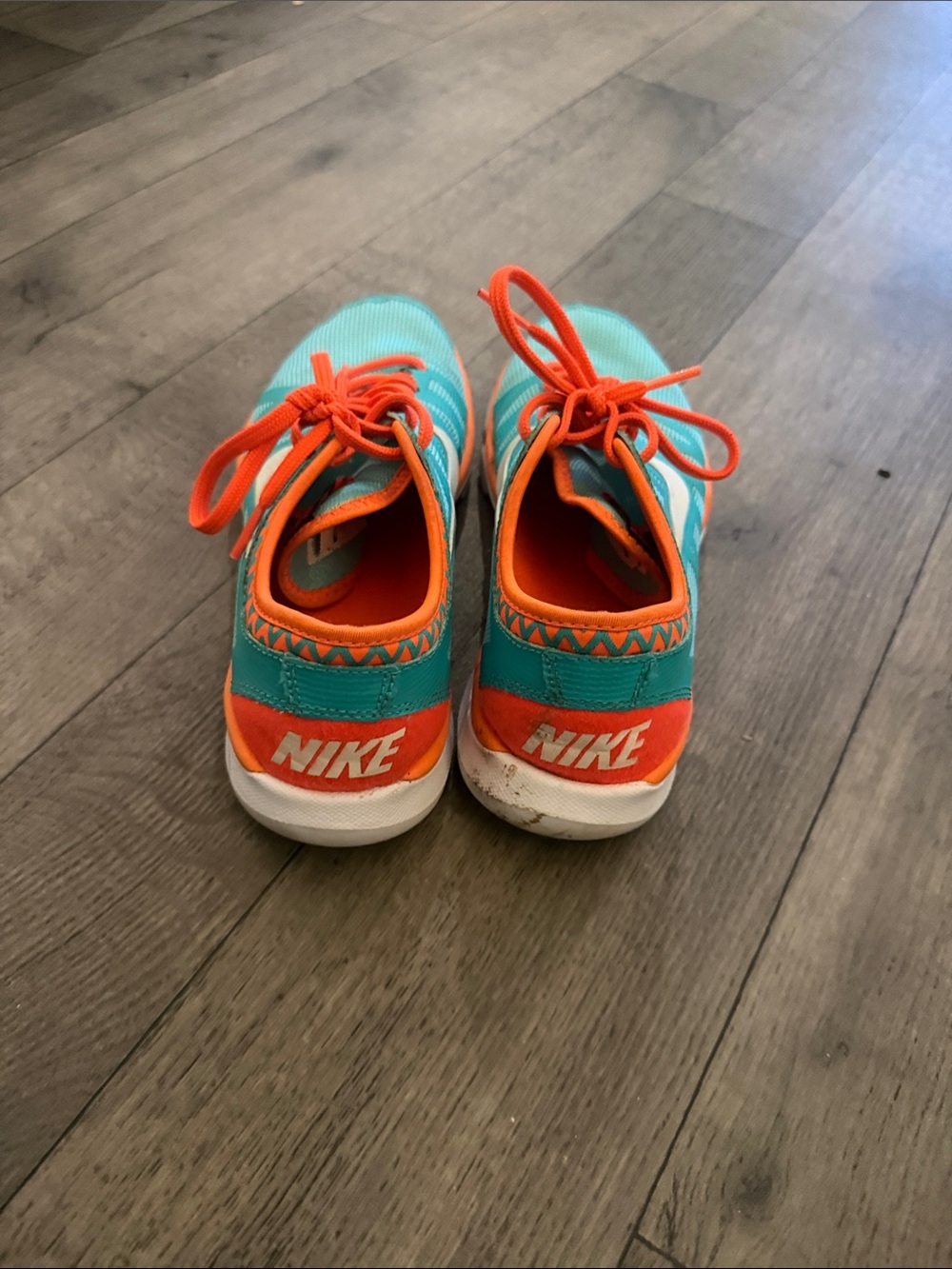 Nike Turquoise and Orange Women's Athletic Sneakers